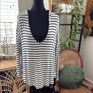 Free People Movement Supersoft High Low Striped Hoodie